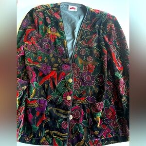Alia Vintage Floral Velvet Jacket Size 16